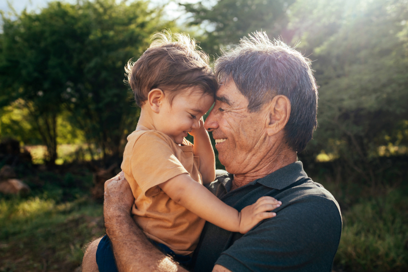 Grandfather with grandson.